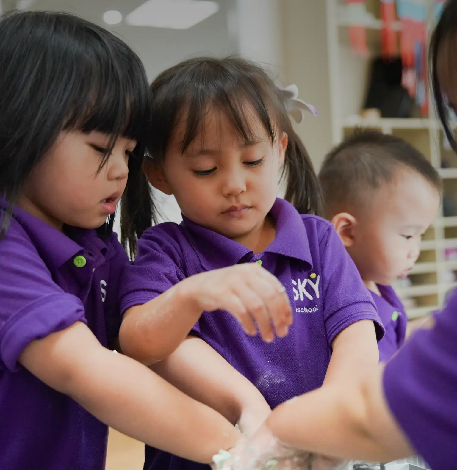 Children excited for handy activity at Sky Preschool